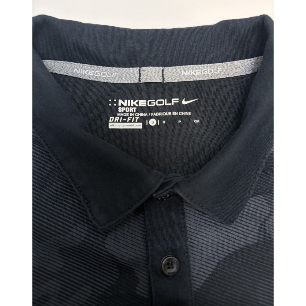 Nike Men's Small Golf Polo Dri-Fit Black Gray Camo Block Pattern - Picture 3 of 13